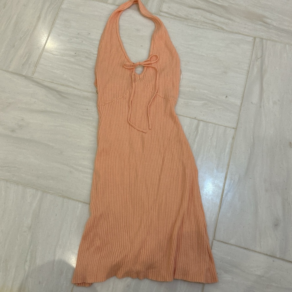 Halter mini ribbed dress
